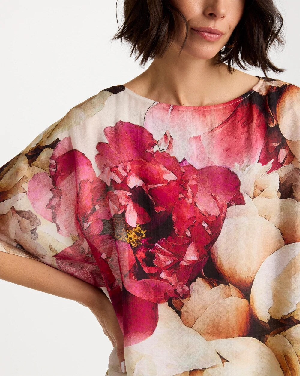 Boatneck Printed Poncho
