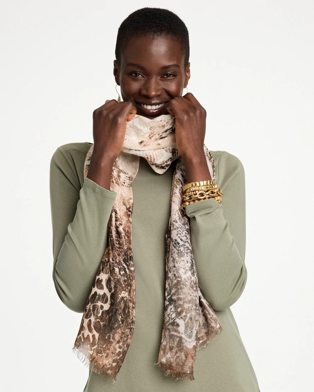 Python Printed Oblong Scarf