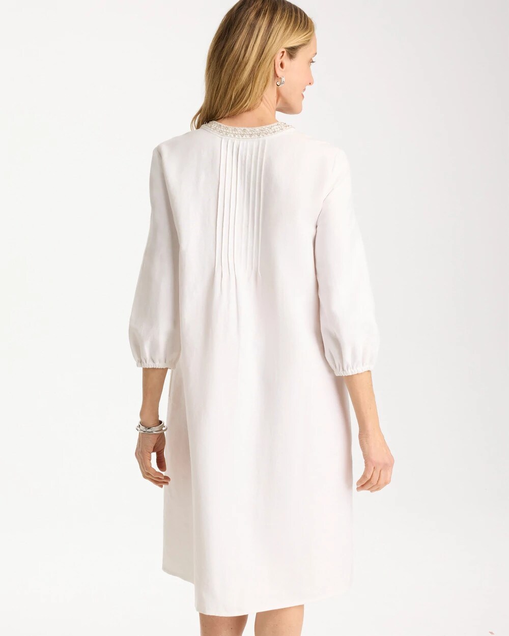 Embellished Pintuck Dress
