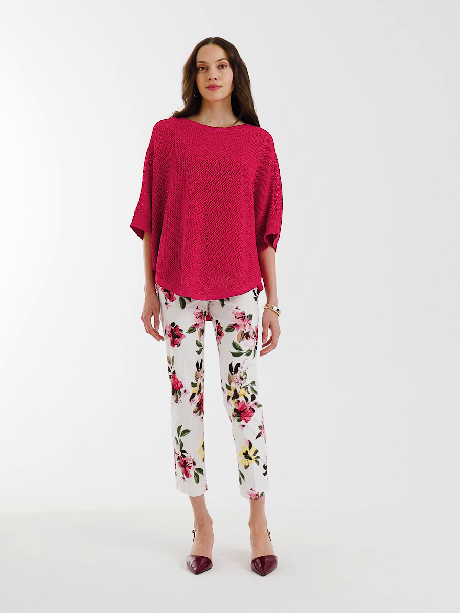 Sequin Boatneck Rounded Hem Poncho