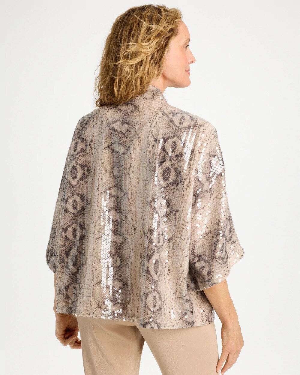 Travelers Collection Sequin Animal Print Kimono