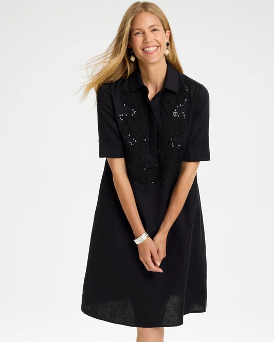 Embellished Linen Popover Dress