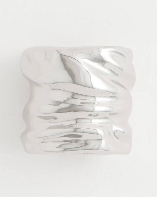 Silvertone Molten Scarf Ring