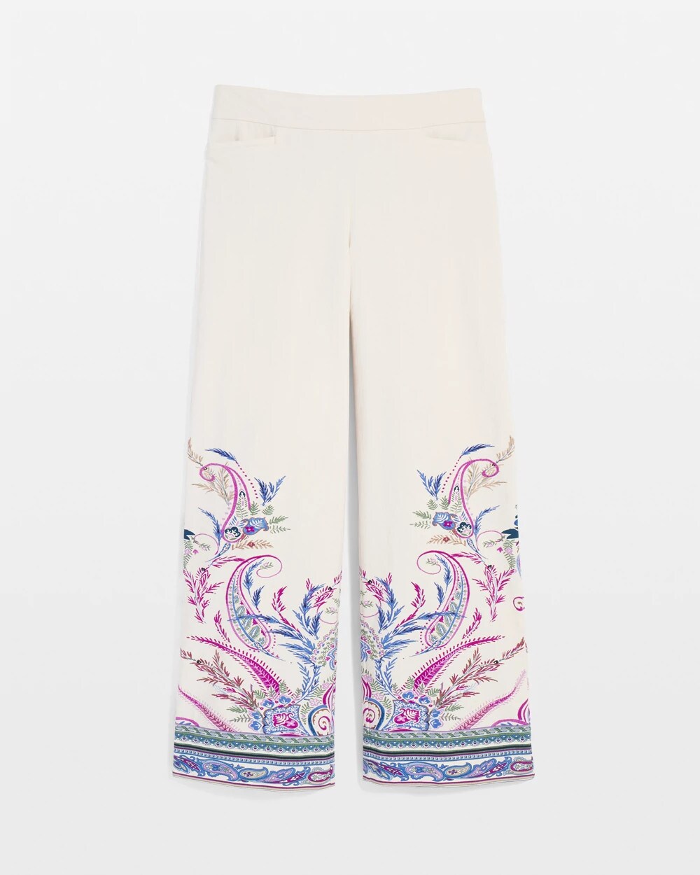 Brigitte Paisley Wide-Leg Cropped Pants