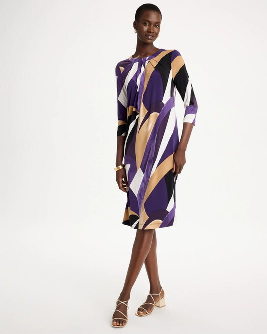 Travelers Knit Printed Twist-Front Dress