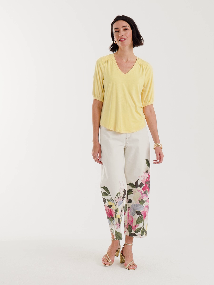 Shirred Elbow Sleeve Tee