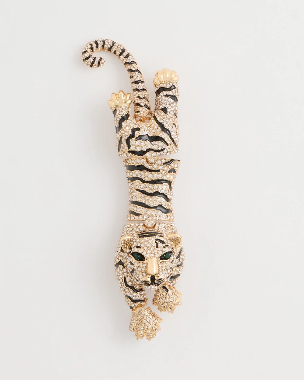 Faux Diamond Tiger Brooch