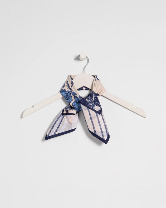 Striped Floral Square Scarf