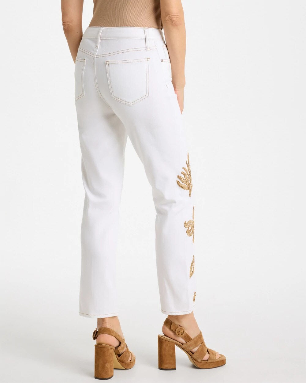 Girlfriend Slim Raffia Palm Crop Jeans