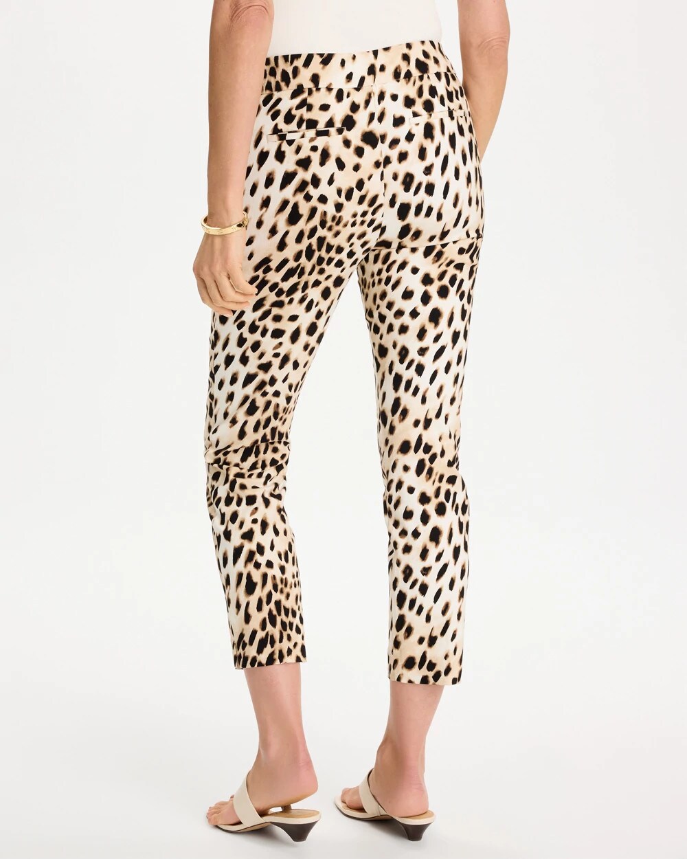 Animal Print Brigitte Slim Pull-On Crop Pant