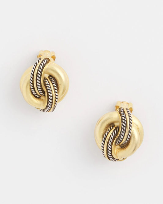 No Droop Gold Knot Clip-On Earrings