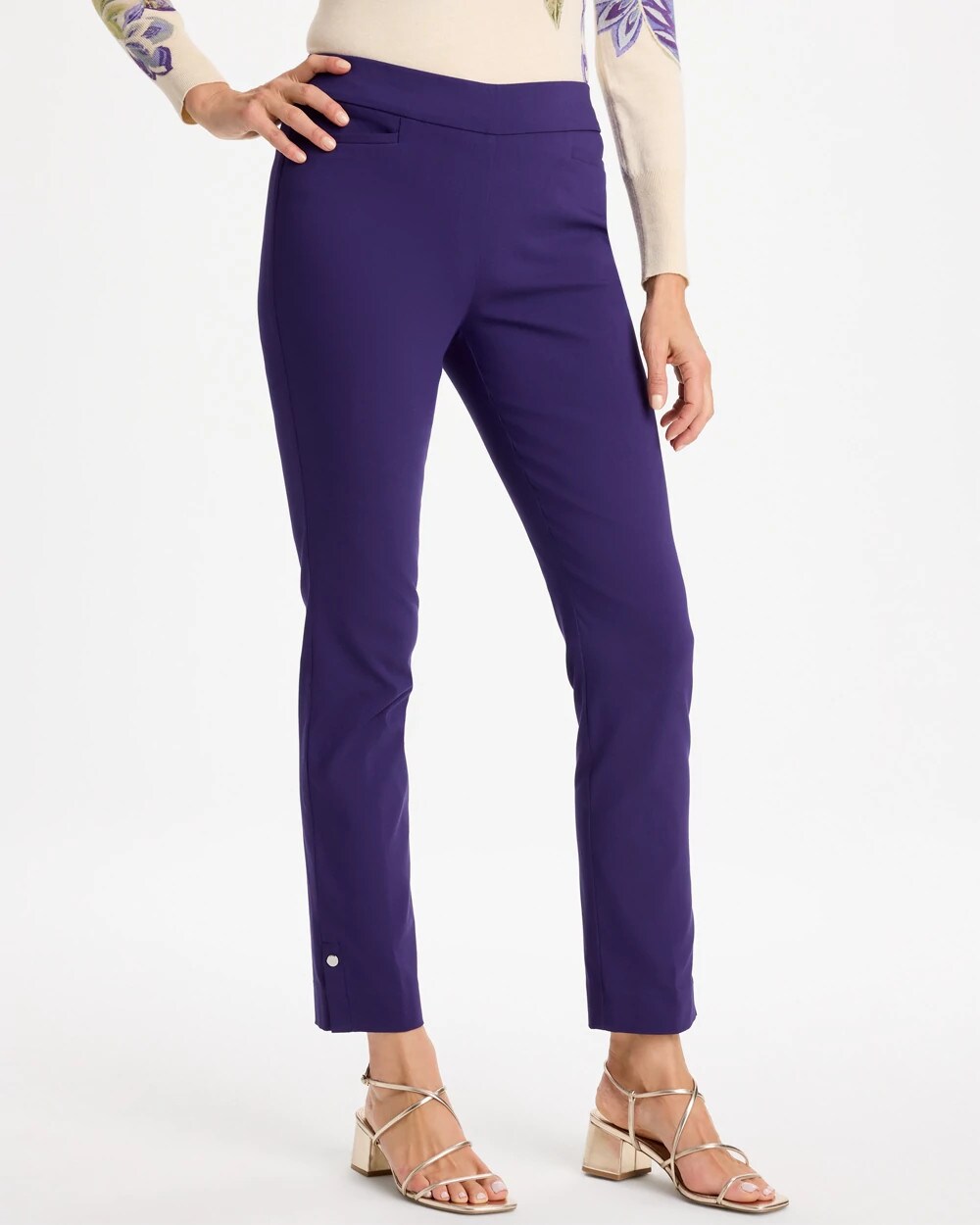 Brigitte Slim Button Hem Pants