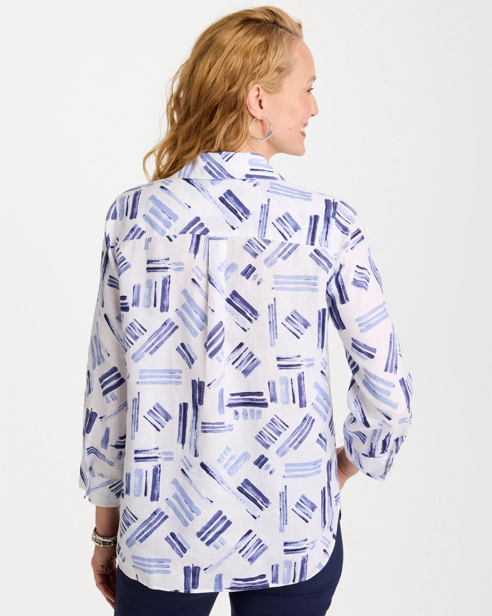 No Iron Printed Linen Shirt