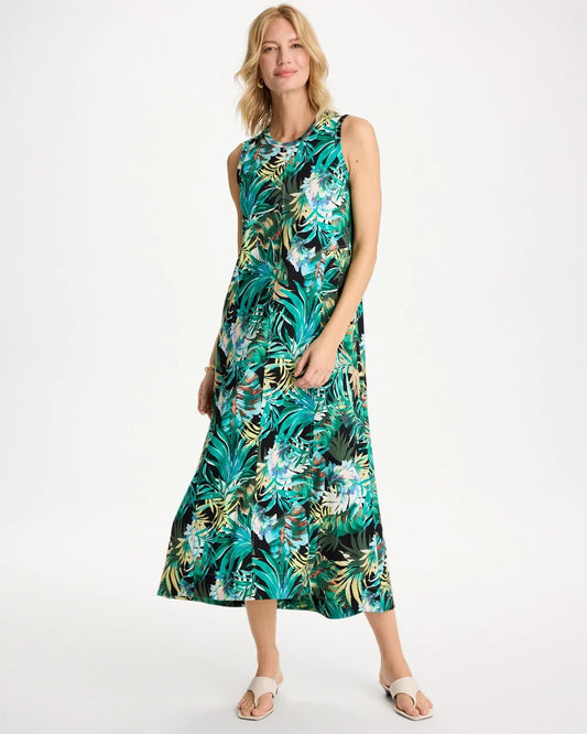 Palm Printed Knit Maxi Dress