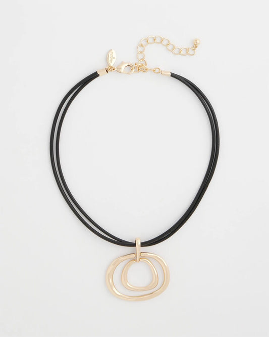 Gold Tone Rings Pendant Necklace
