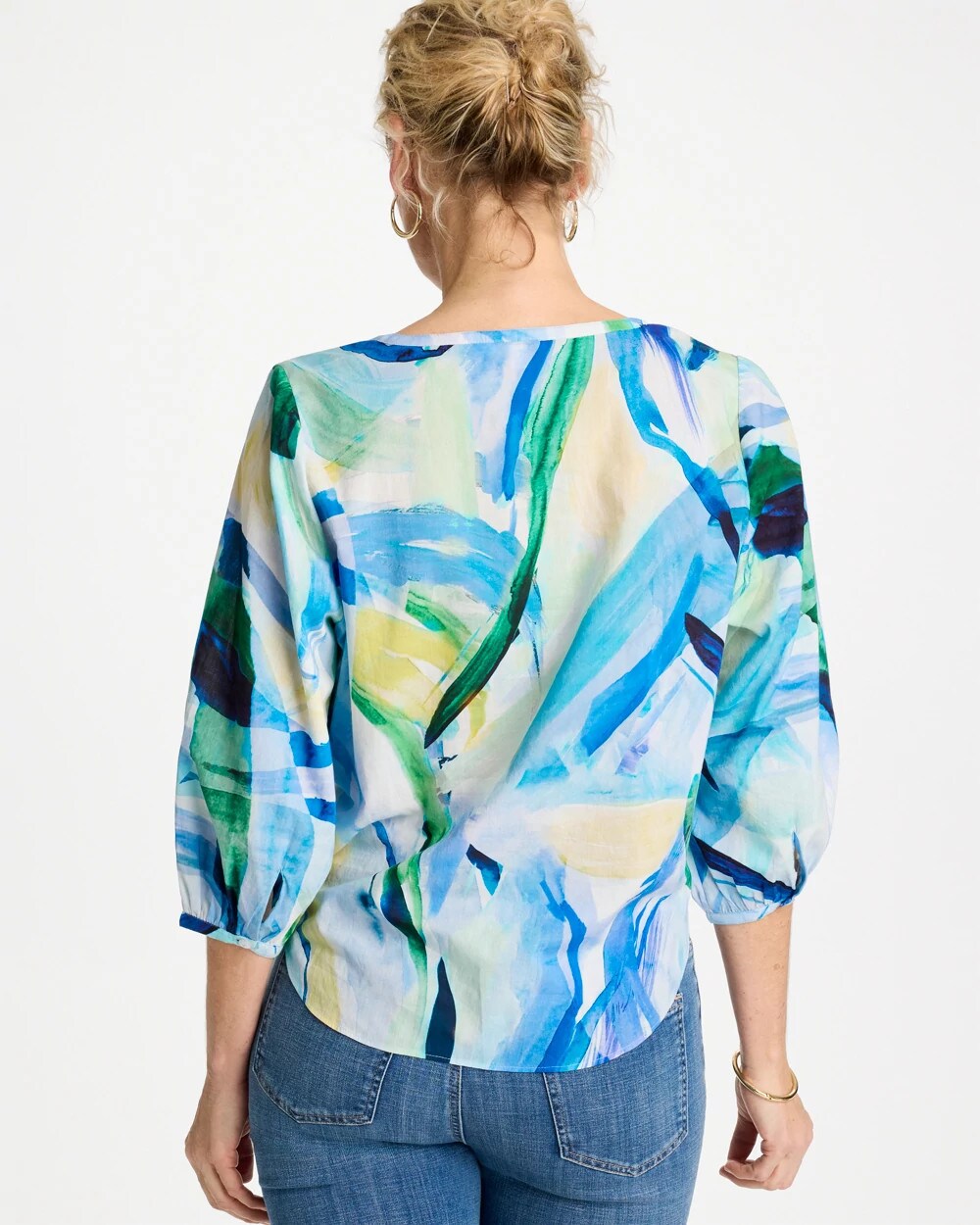 Printed Tie-Front Top