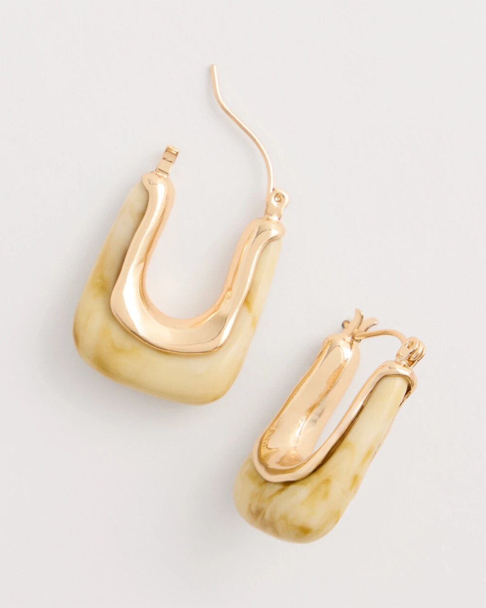 Neutral Goldtone Square Hoop Earrings