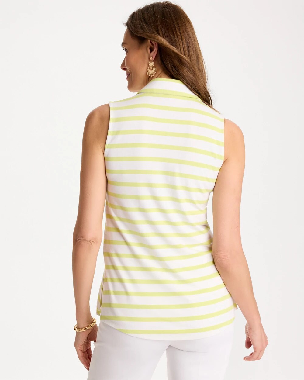 Striped Lime Collared Tunic Tank