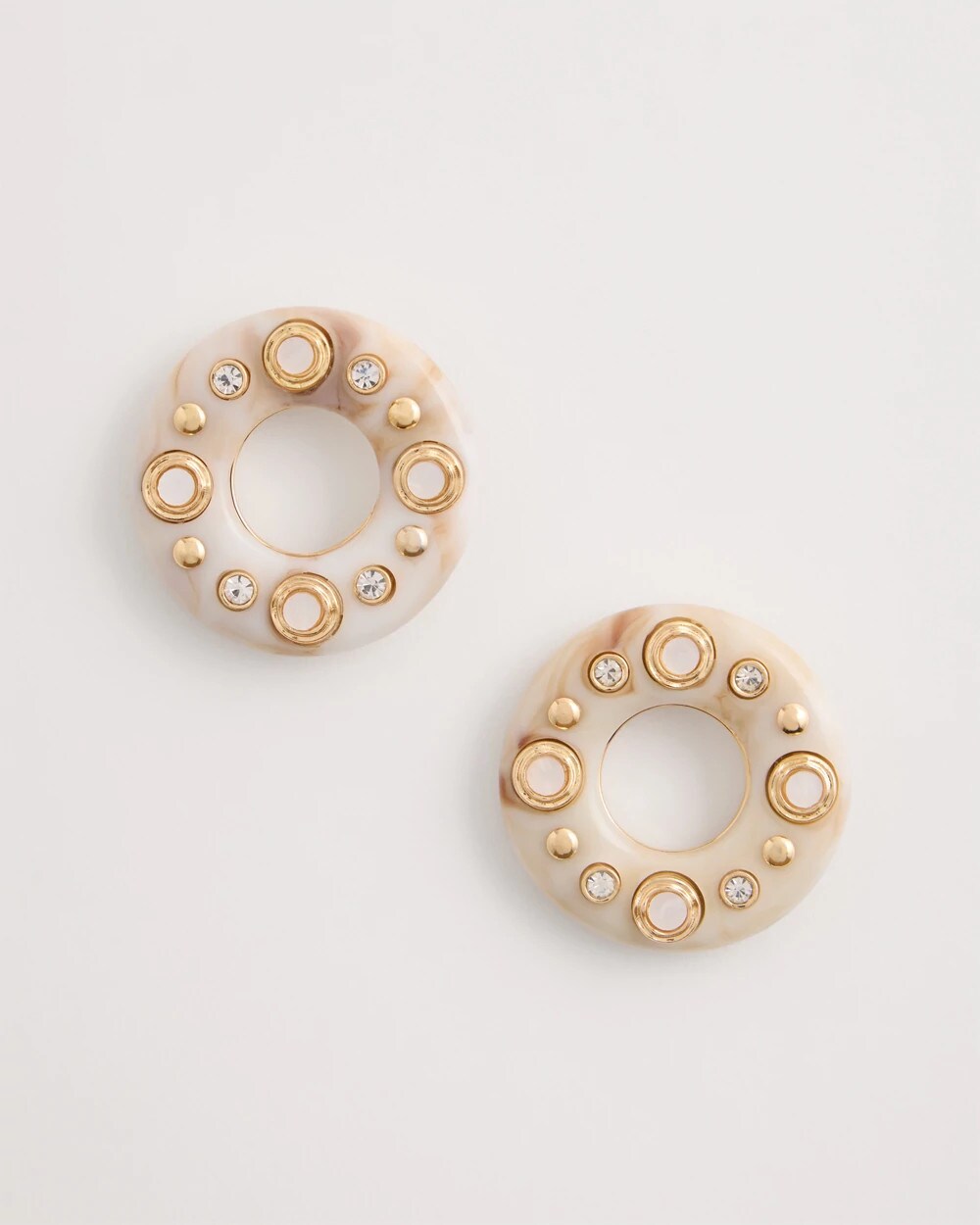 Embellished Neutral Stud Earrings