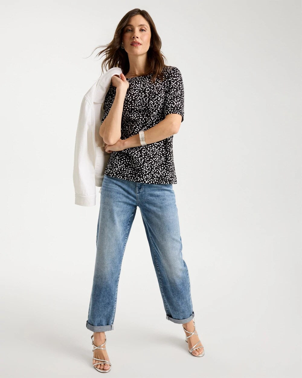 Printed Pima Elbow Sleeve Tee