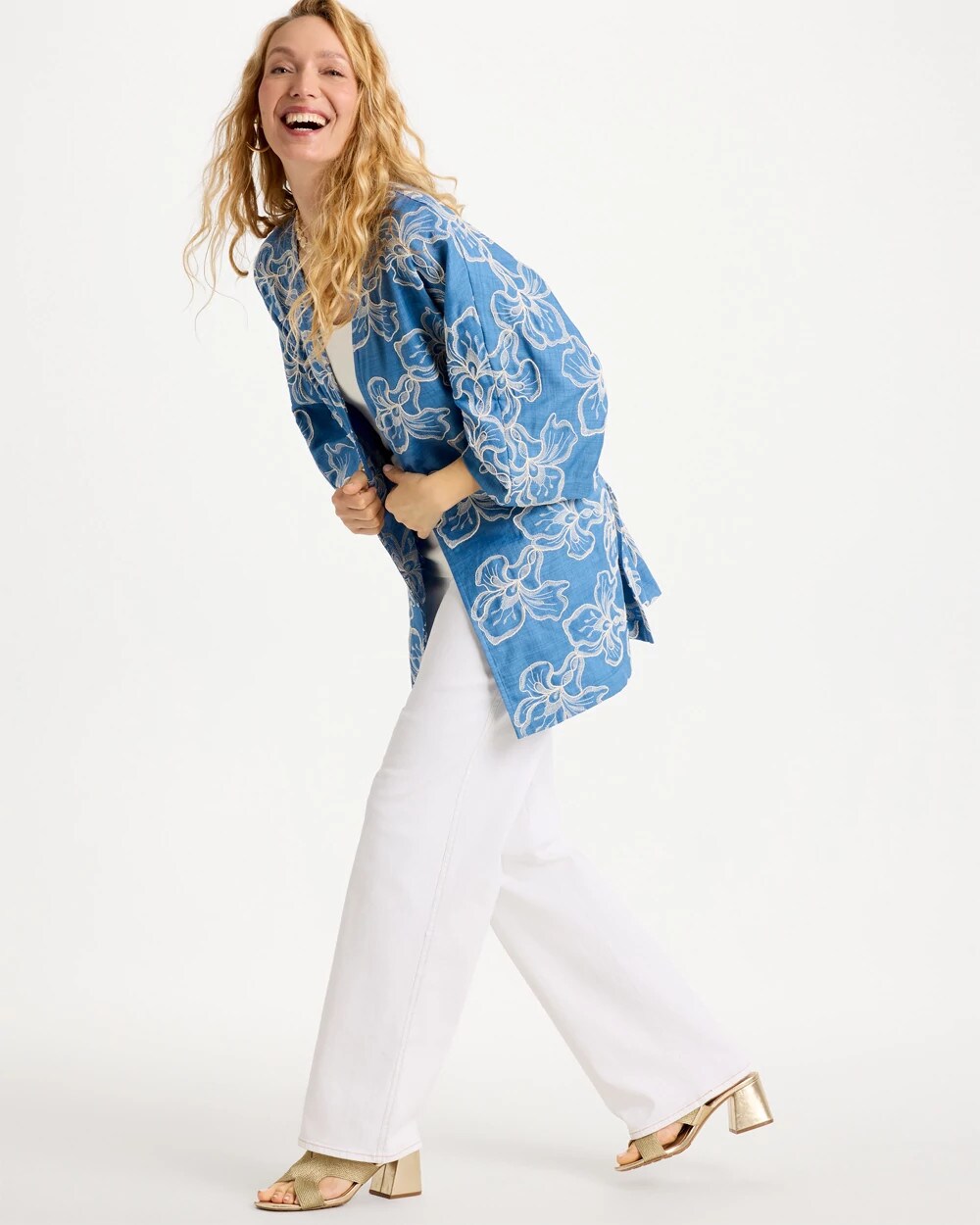Woven Embroidered Belted Kimono