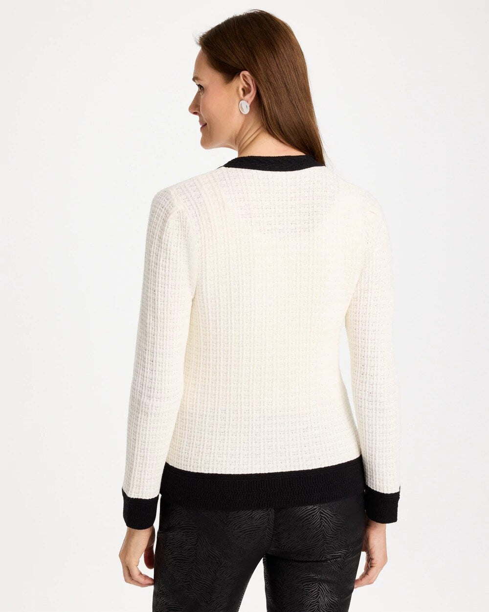 Tweed Braided V-Neck Cardigan