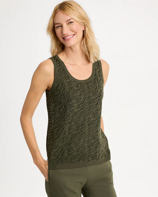 Ella Zebra Jacquard Scoopneck Sweater Tank