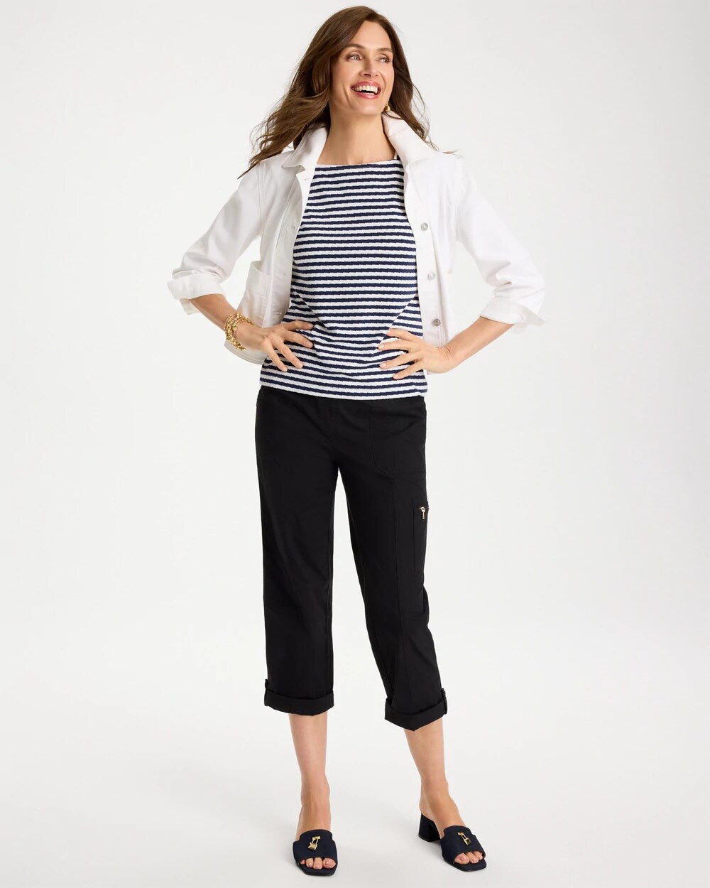Cotton Striped Button Tee