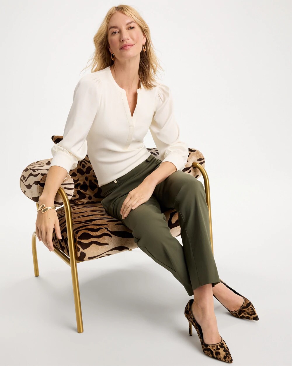 Satin Sleeve Henley Top