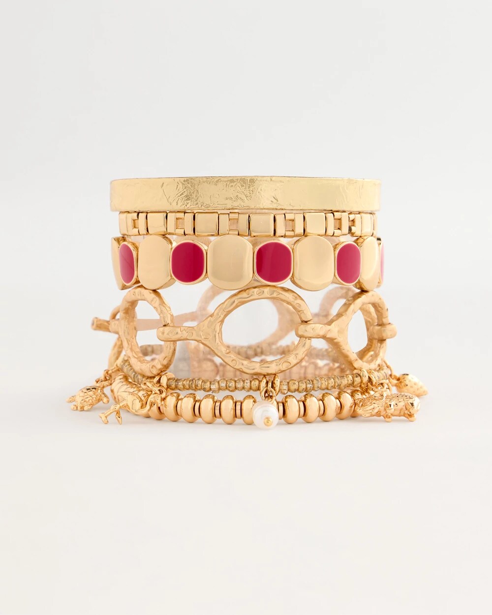Raspberry Enamel Stretch Bracelet