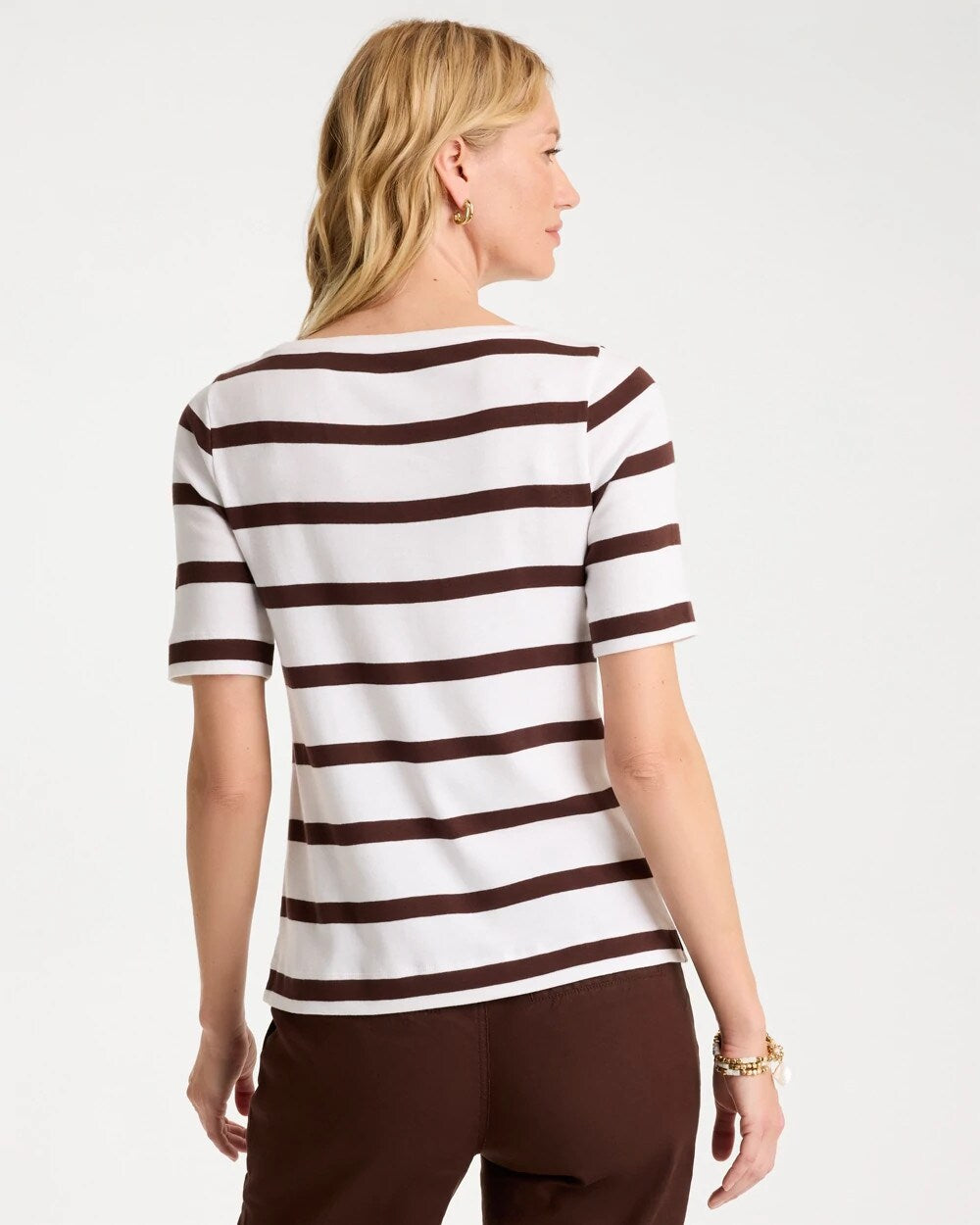 Striped Pima Elbow Sleeve Tee