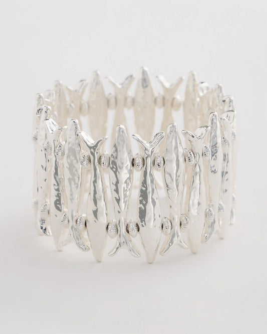 Silvertone Fish Stretch Bracelet