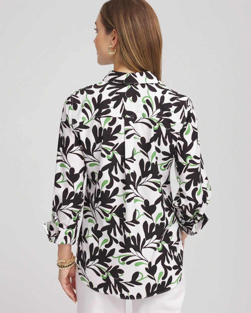 No Iron Abstract Floral Shirt