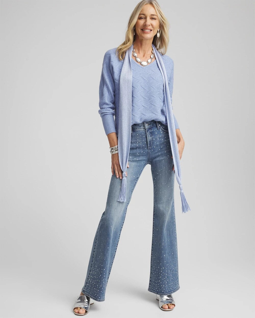 V-Neck Cable-knit Pullover Sweater