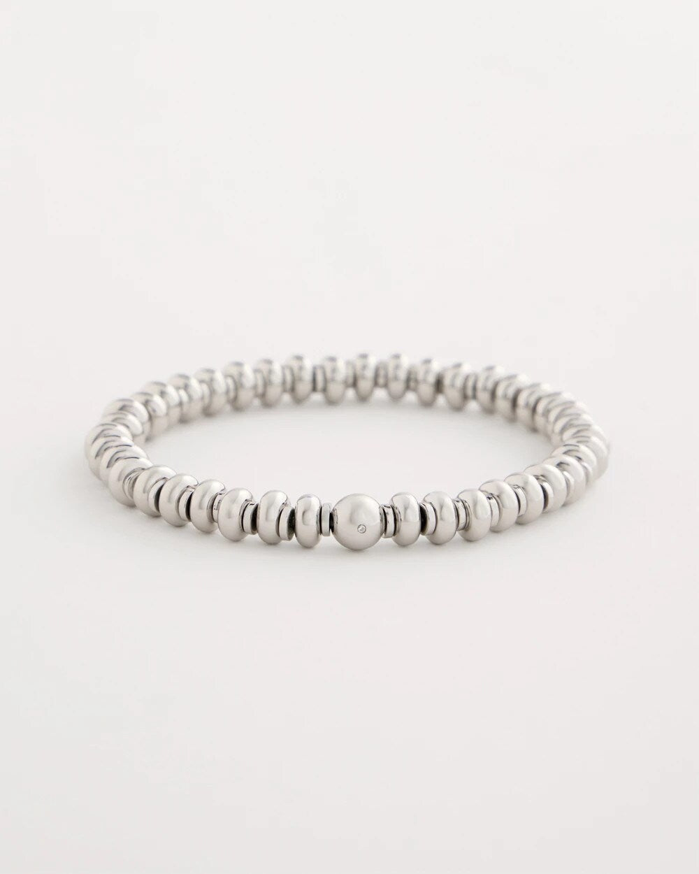 Silvertone Rounded Stretch Bracelet