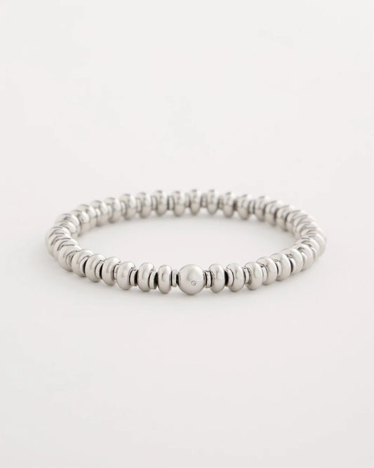 Silvertone Rounded Stretch Bracelet