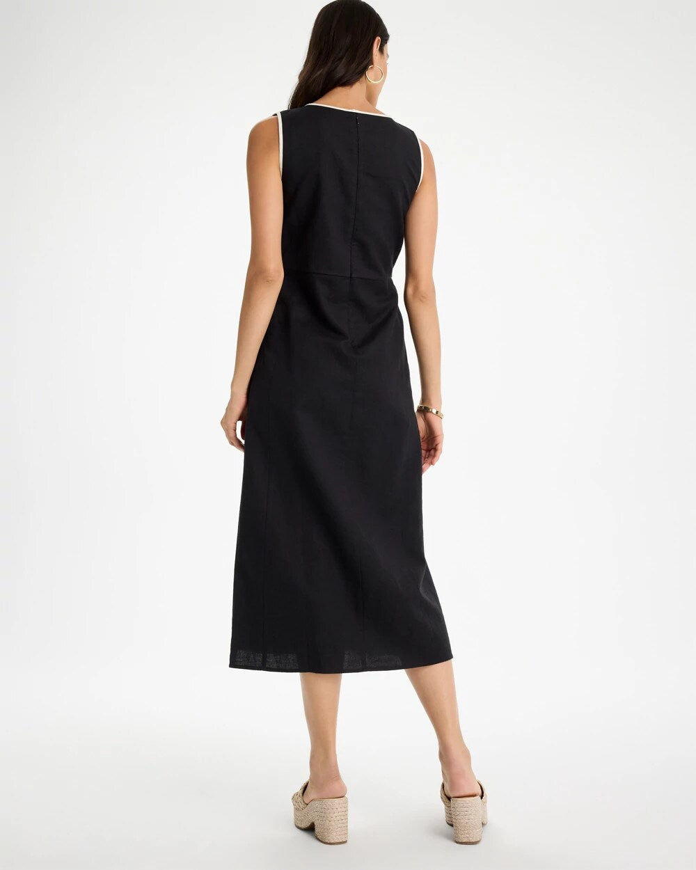 Sleeveless Surplice Linen Dress