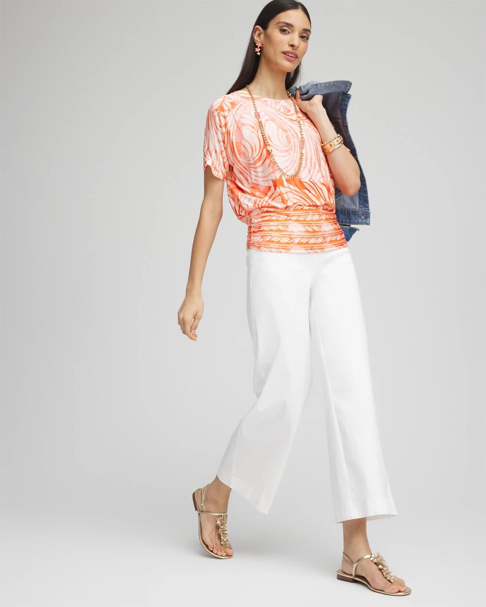 Touch of Cool Mesh Ruched Banded Hem Top