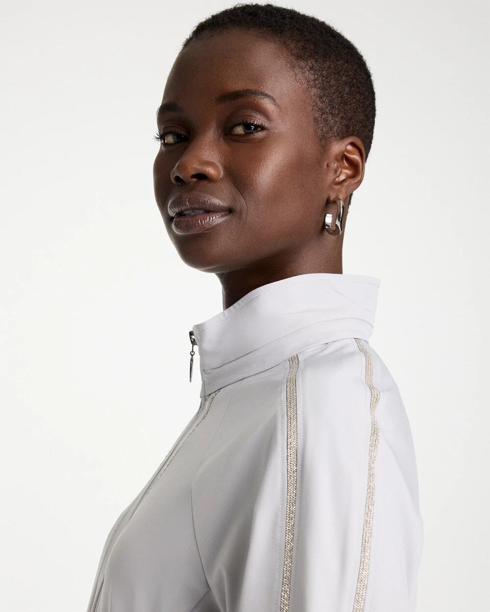 Zenergy UPF Zip-Front Caviar Trim Jacket