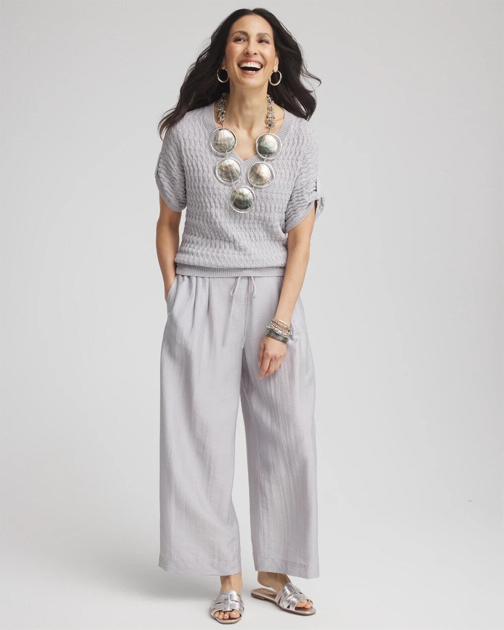 Sequin V-Neck Pullover Sweater