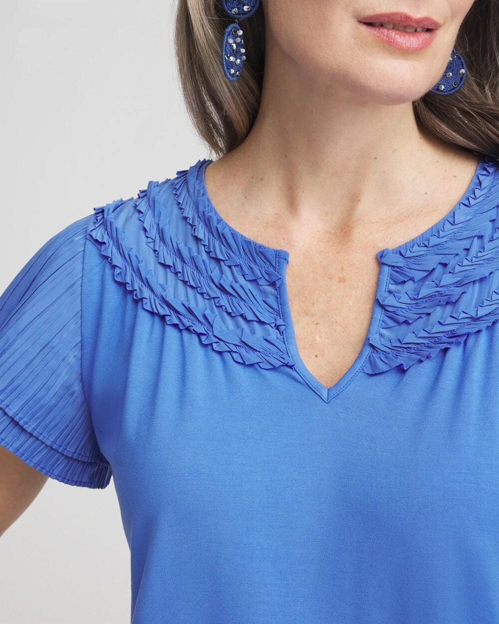 Touch of Cool Layered Pleated Flutter Tee