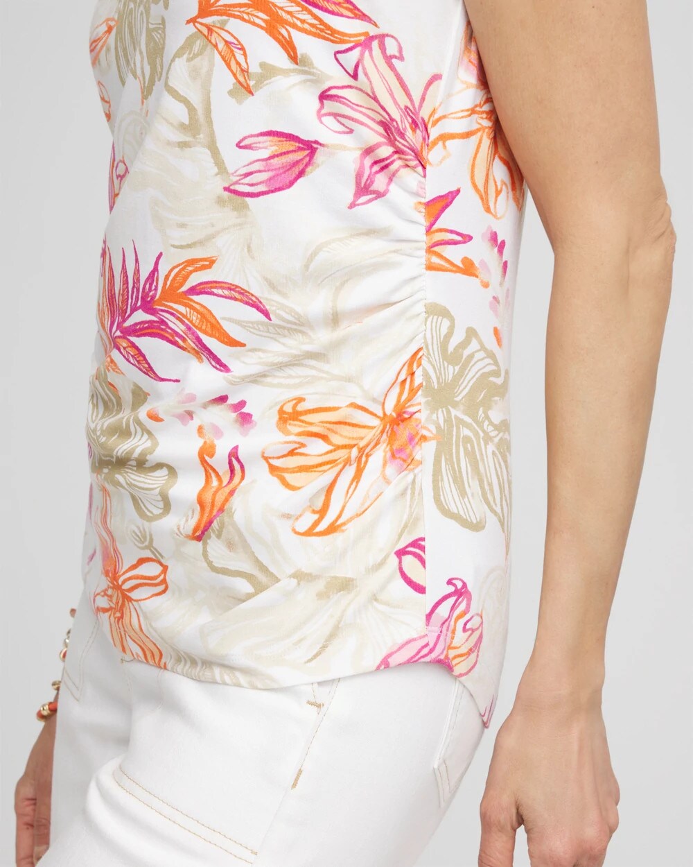 Touch of Cool Tropical Floral Dolman Tee