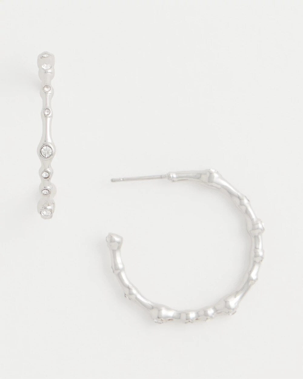 Silvertone Front-To-Back Hoop Earrings
