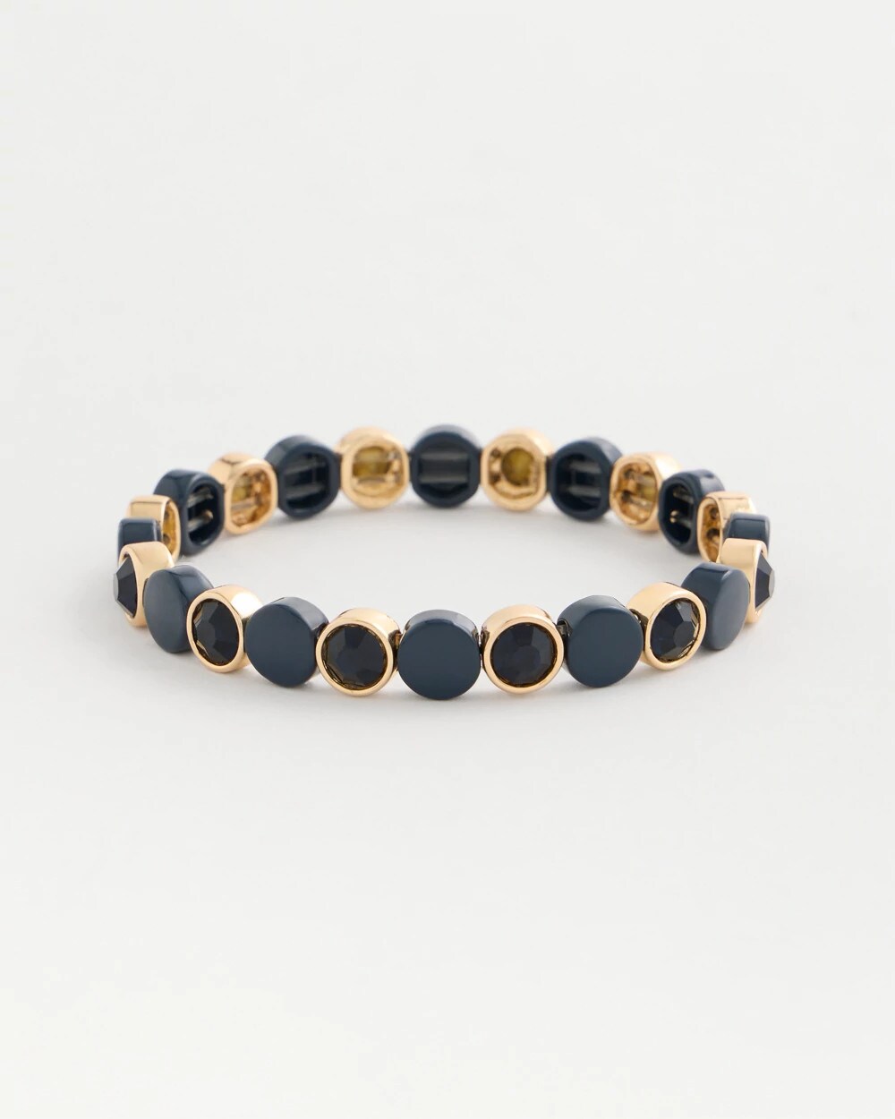 Navy Enamel Stretch Bracelet