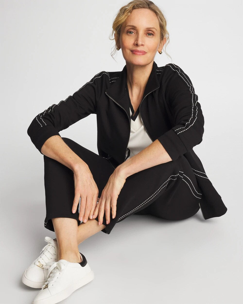 Zenergy Double-Knit Pick Stitch Ankle Pants