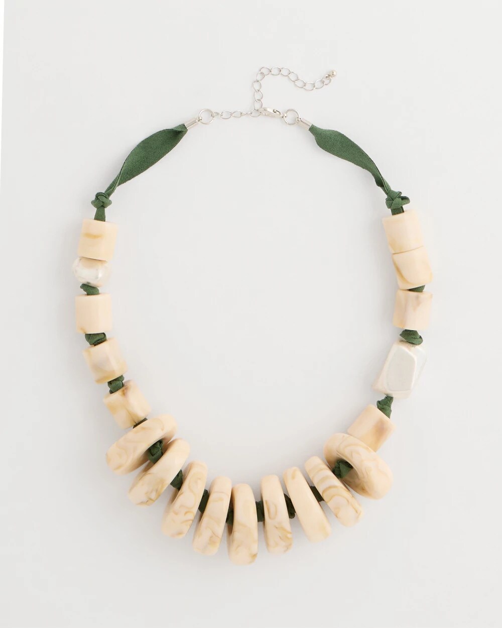 Neutral Resin Green Cord Necklace