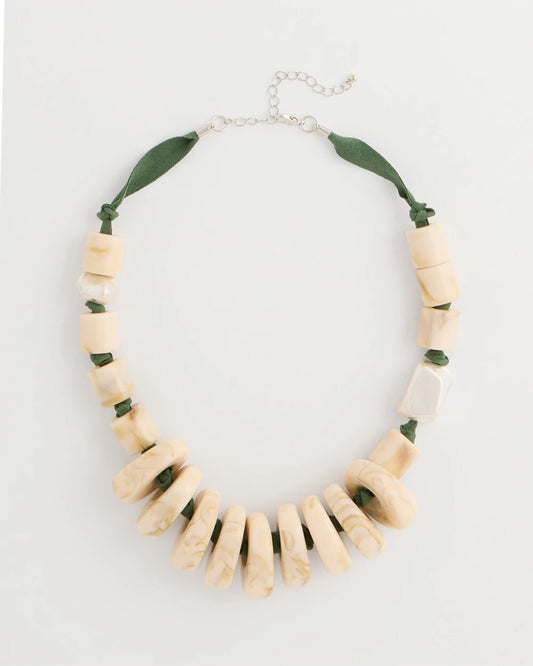 Neutral Resin Green Cord Necklace