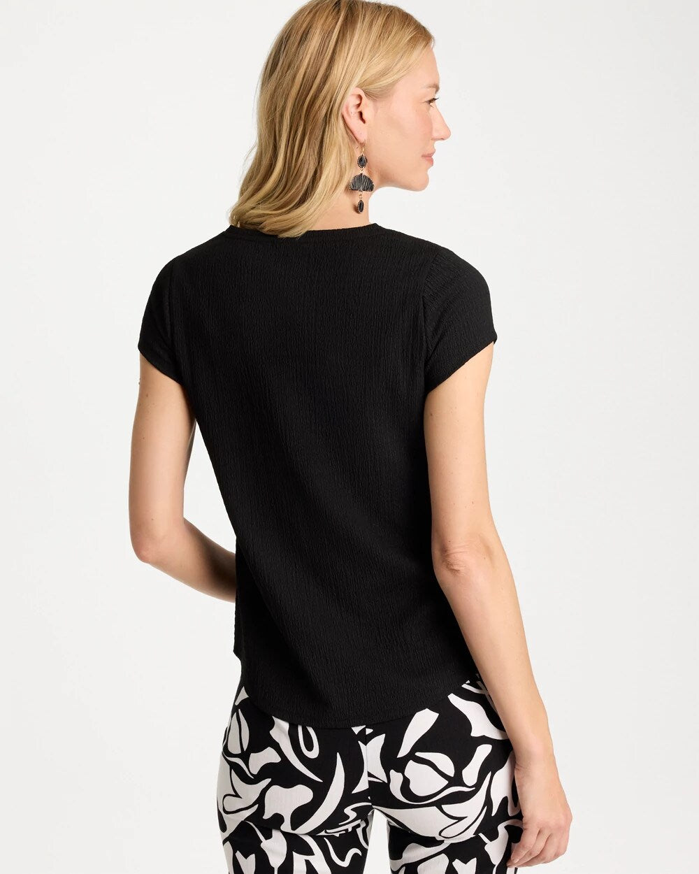 Textured Knit Cap Sleeve Tee