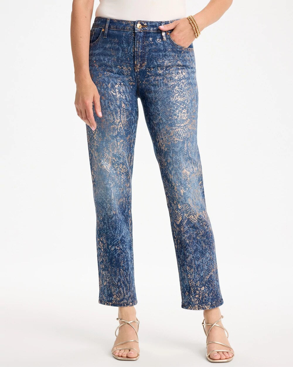 Foiled Snake Girlfriend Straight Ankle Jeans