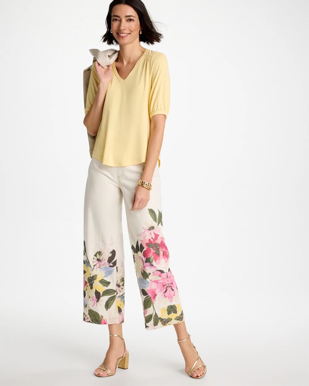 Shirred Elbow Sleeve Tee